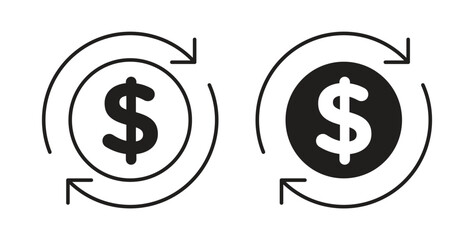 Cash flow icon concept set. Simple icon collection