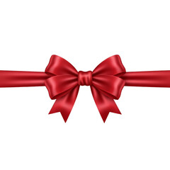 Diagonal Red Gift Ribbon and Bow with Sparkling Design Elements