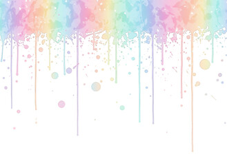 Pastel Rainbow Paint Drip and Splatter Border