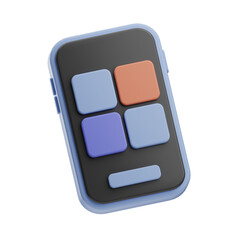 3D rendered smartphone model with detailed design and realistic textures.