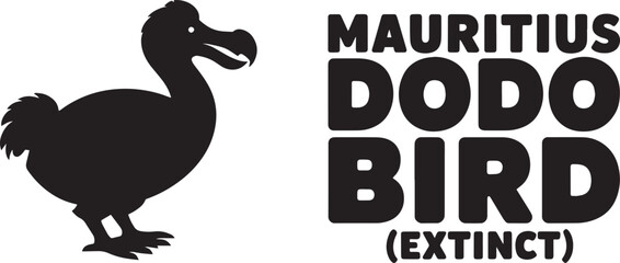 Mauritius dodo bird silhouette illustration extinct animal species concept typography © lok0077