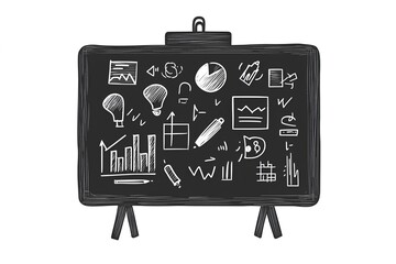 Chalkboard with business sketches. business plan on blackboard
