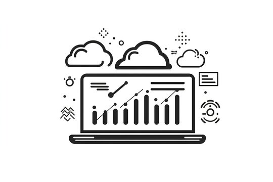 Laptop with business chart and cloud computing. - Powered by Adobe