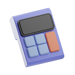 3D calculator model with numeric keypad and display screen.