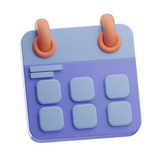 3D calendar model with numbered date blocks and month labels.
