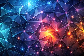 Abstract Geometric Polygonal Background with Triangles and Glowing Lights Technology Wallpaper Modern Backdrop