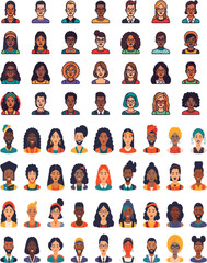 Diverse Flat Avatar Icon Set &ndash; Modern People Profile Illustrations for Social Media, App, and Web Design