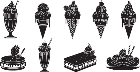 Delicious frozen desserts and sweet treats cream cones