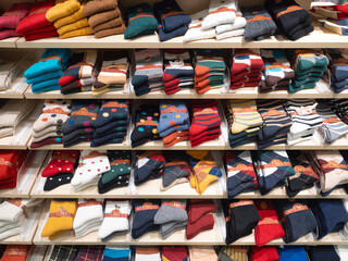 陳列されたカラフルなソックス