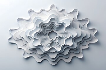 Monochrome Abstract Layered Paper Cutout Design with Organic Floral Shapes and Intricate Details in a Minimalist Style
