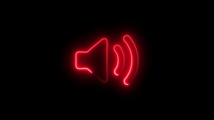 Neon line Speaker icon animated on, speaker volume animation, microphone, sound voice speaker icon animated. sound wave animation visually represents the audio signals