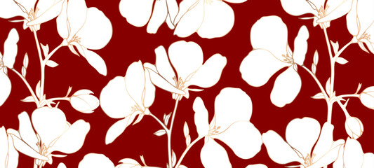 Luxury floral design with golden flowers. Vector illustration for decor, wallpaper or covers.