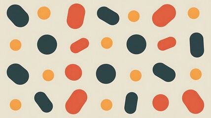 Abstract shapes pattern orange teal organic rounded