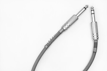 Sound equipment.Cables with metalic jacks. Connection electric guitar