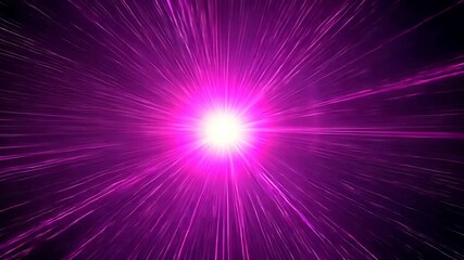 Flaring central light point sending magenta rays through black void, creating warp-speed burst - Powered by Adobe