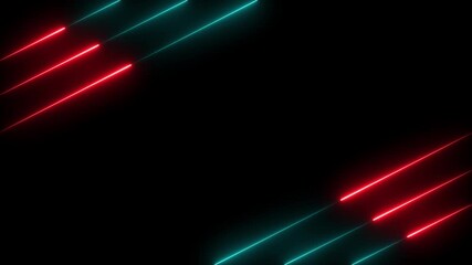 4K Abstract glowing neon lights blinking lines moving animation. colorful neon line moving on background. Seamless loop animation.