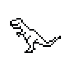 Pixelated Dinosaur Isolated On White Background Simple Line Art