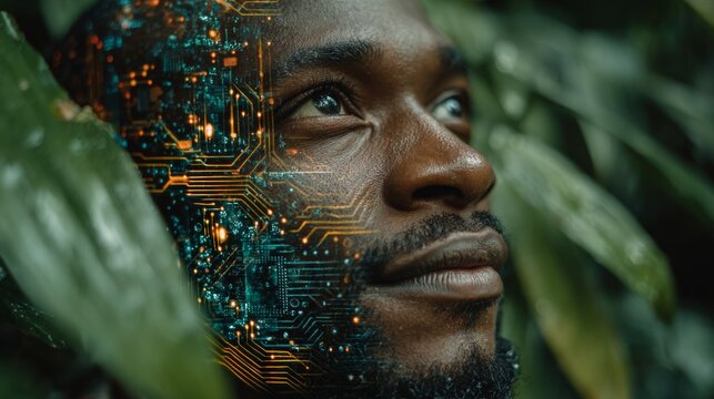 Youthful glow: a student's joyful outdoor expression. Digital transformation. Vibrant youth in nature: a joyful and confident student's portrait. Human partnership. Smart systems.