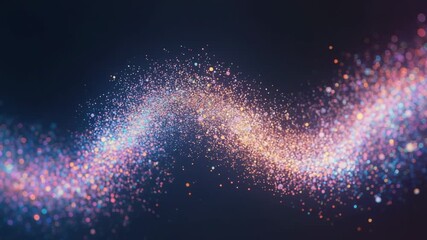 Opening void revealing particle wave undulating toward viewer in digital space with bokeh points - Powered by Adobe