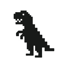 Pixelated Dinosaur Silhouette Design on White Background Retro Gaming Style