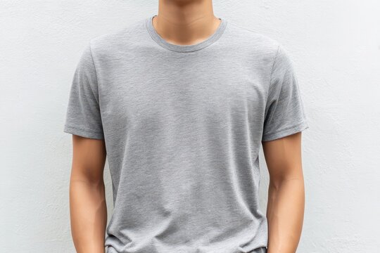 Heather Gray Tshirt. Fashionable T-shirt Design Template for Advertising Apparel