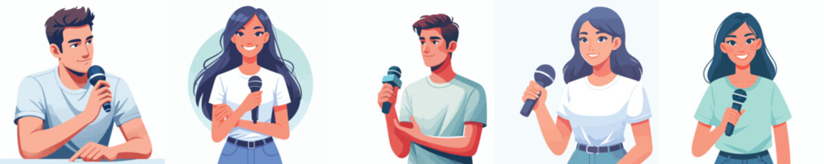 a young man holding a mic