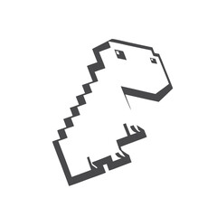 Pixelated Dinosaur Silhouette, Abstract Geometric Shape on White Background