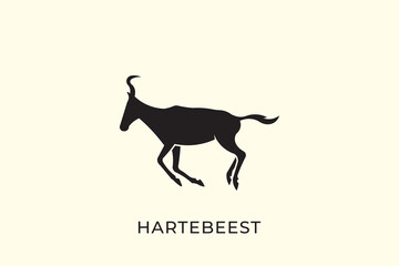 silhouette of a hartebeest