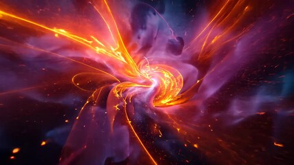 Emerging energy vortex intensifying in cosmos, spiraling glowing tendrils and particle clusters - Powered by Adobe
