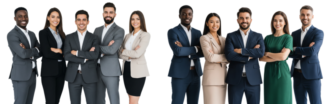 Diverse of business people group standing confident isolated on white or transparent background - Powered by Adobe