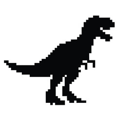 Pixelated Dinosaur Tyrannosaurus Rex Silhouette on White Background