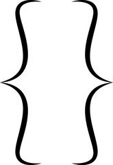 Curly braces, double symmetric brackets. Typography symbols pair, frames for punctuation, maths, elements sign for text quote, mathematics.