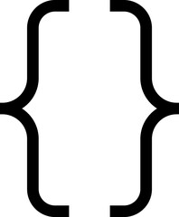Curly braces, double symmetric brackets. Typography symbols pair, frames for punctuation, maths, elements sign for text quote, mathematics.