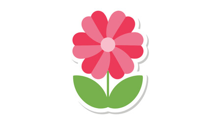 A vibrant pink floral icon with a cheerful and minimalist design against a plain white backdrop,