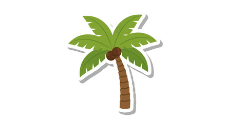Stylized Palm Tree Illustration with Sticker Effect for Tropical Theme Visuals