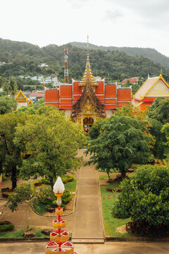 Aerial view of Wat Chalong temple complex, Phuket