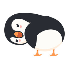 Cartoon of a penguin turning its back