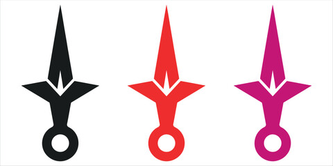 Sharp Kunai Knife Icon Vector Illustration. Minimalist logo design element symbolizing Ninja, Weapon, Stealth, Precision, Martial Arts, and Gaming. Perfect for gaming clans, security, martial arts. © akram