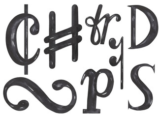 Watercolor Illustration of Music Notes Set. Graphic music element