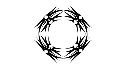 Intricate symmetrical tribal vector design with sharp edges and abstract circular shape element