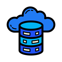 Network and Database Filled Icon  | Cloud Computing and Data Server Vector Illustration for Web, App, and Technology Design