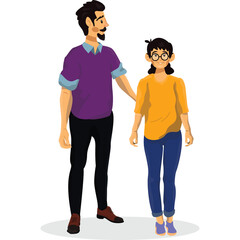 Pixelated Man And Woman Standing Together Casual Wear White Background Digital Art Full Body Shot