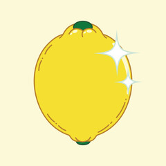 Simple Cartoon Style Shiny Lemon Fruit Illustration Graphic Design