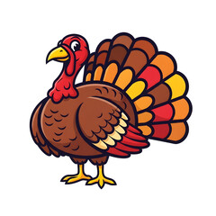 Traditional Thanksgiving Turkey Illustration in Fall Colors – Transparent PNG for Holiday Projects