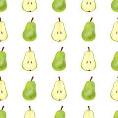 Pear seamless pattern. Flesh fruits pattern illustration for wrapping paper, textile prints, banners, backgrounds.