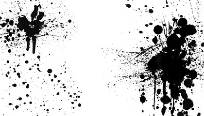 Fototapeta premium Abstract black ink splatters on white background create dynamic and artistic pattern
