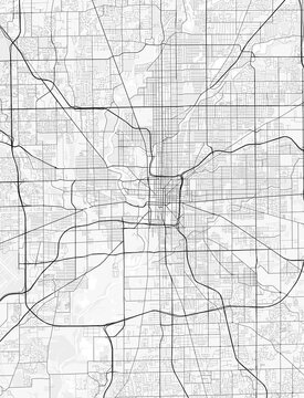 Indianapolis City Map. Minimalist black and white line art poster for printing, wallpaper, wall art for home and office decor