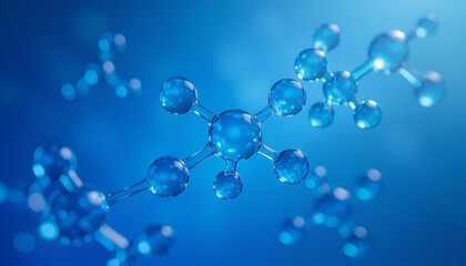 Futuristic molecular background showing blue atoms and particles for biology, laboratory, and technology concepts