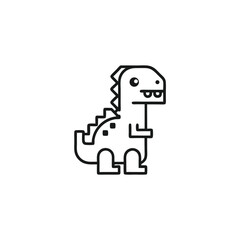 Simple Dinosaur Cartoon Icon on White Background