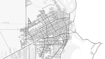 Obraz premium Cancun City Map. Minimalist black and white line art poster for printing, wallpaper, wall art, and map resources for home and office decor